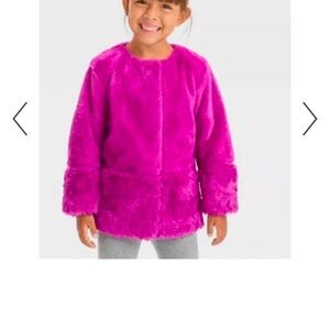 NWT Cat and Jack Toddler Fuchsia Faux Fur Jacket